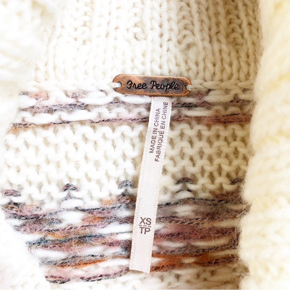 FREE PEOPLE | NWT IVORY SNOW BUNNY FAIR ISLE SWEATER SCOOP NECK XS - Picture 7 of 9